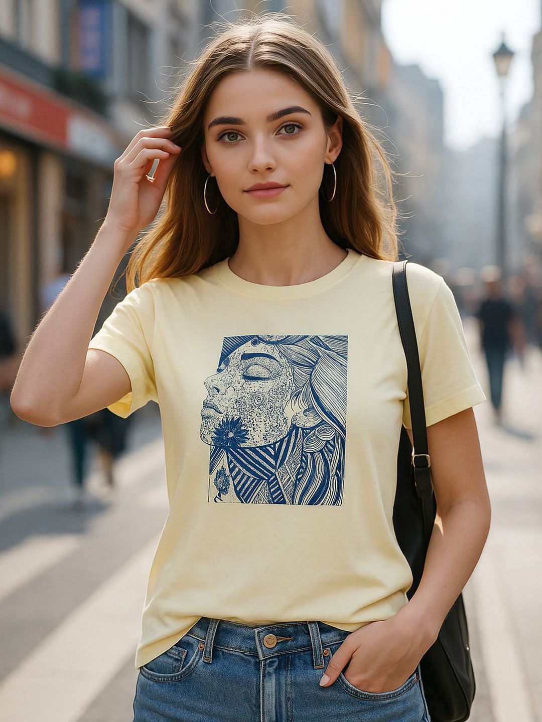 Fabflee Women Graphic Printed Round Neck Cotton Casual T-shirt
