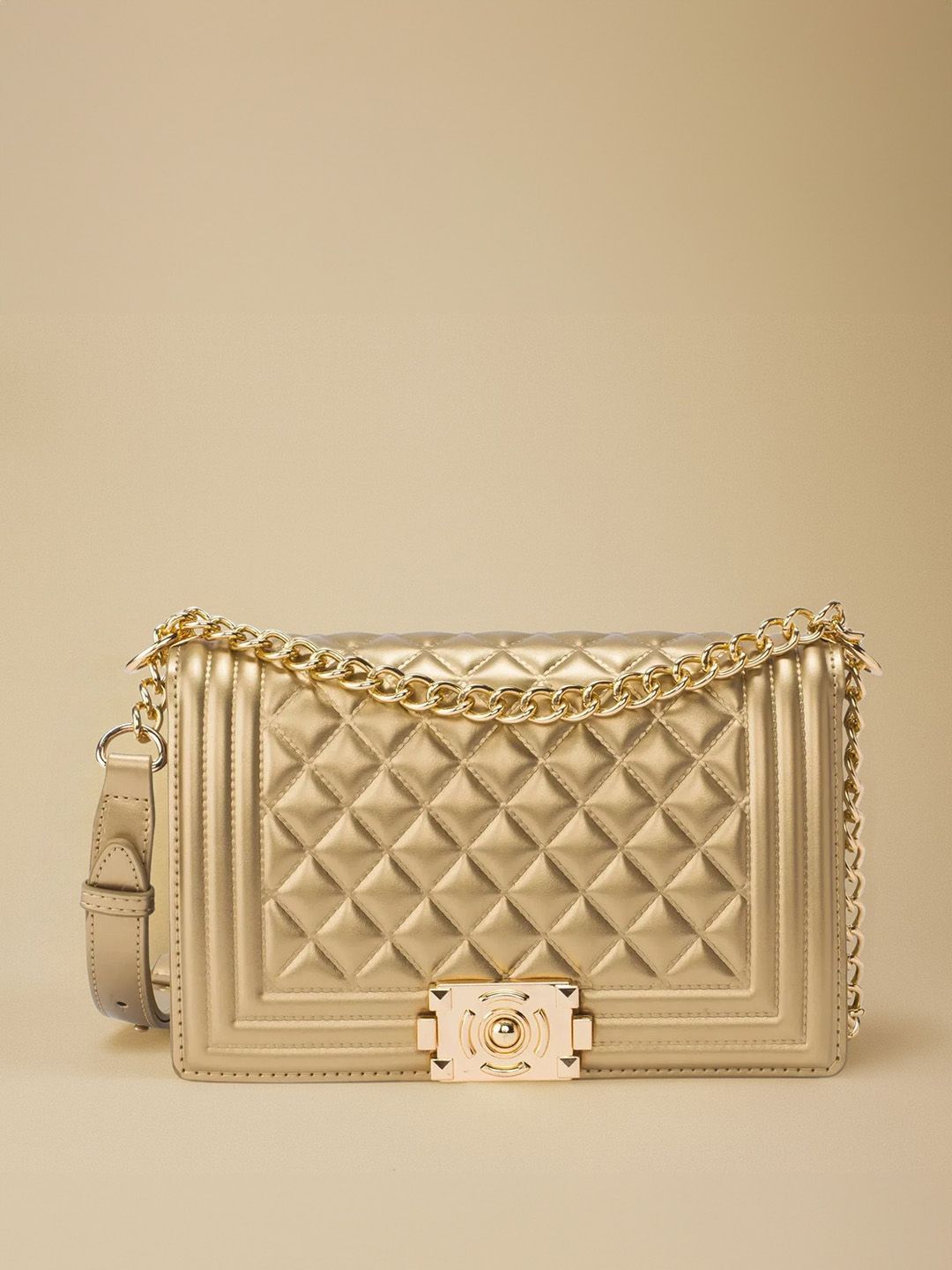 Lino Perros Texas Quilted Synthetic Leather Small Structured Shoulder Bag