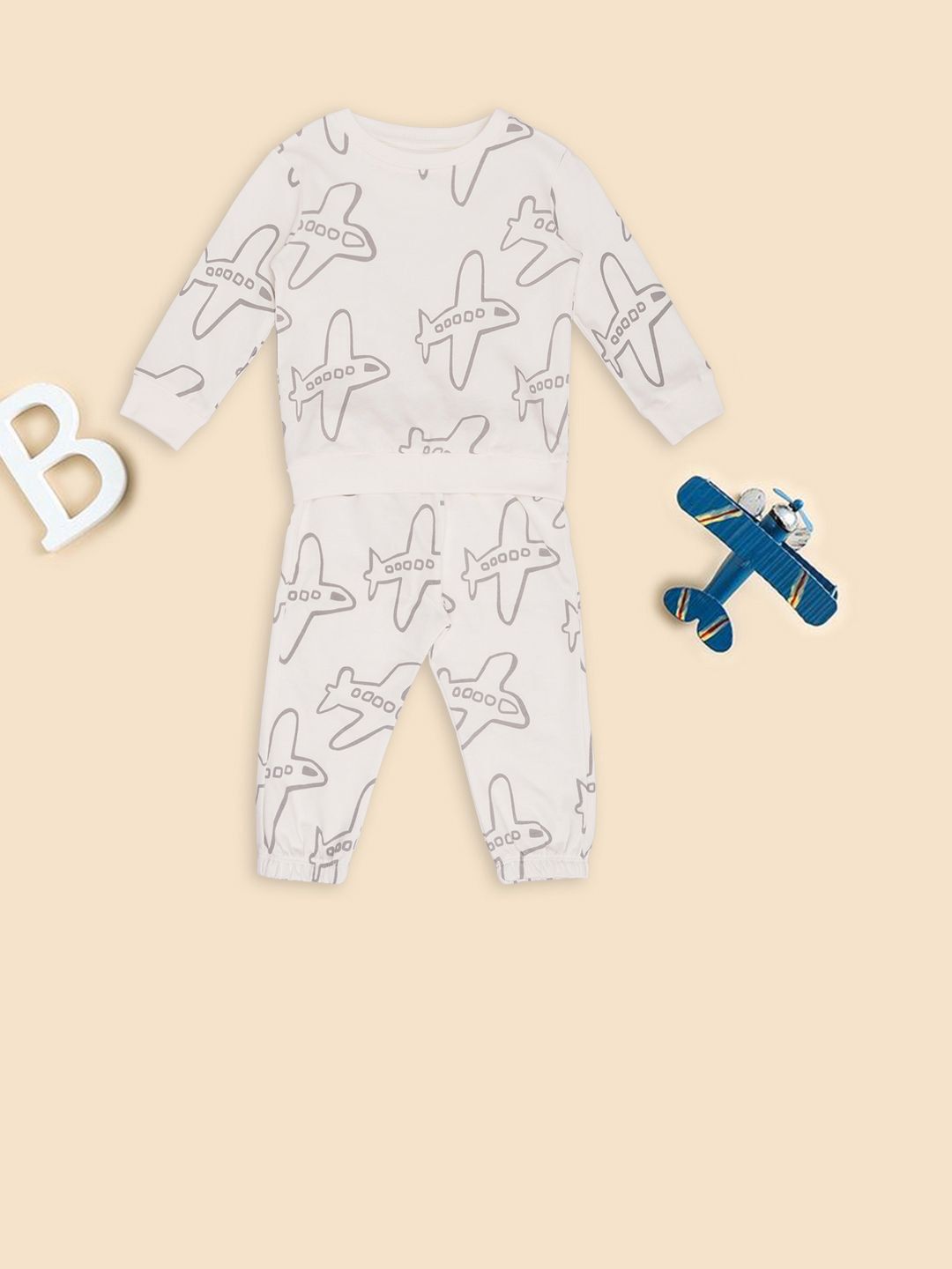 Pantaloons Baby Boys Printed Round Neck Pure Cotton T-shirt & Pyjamas