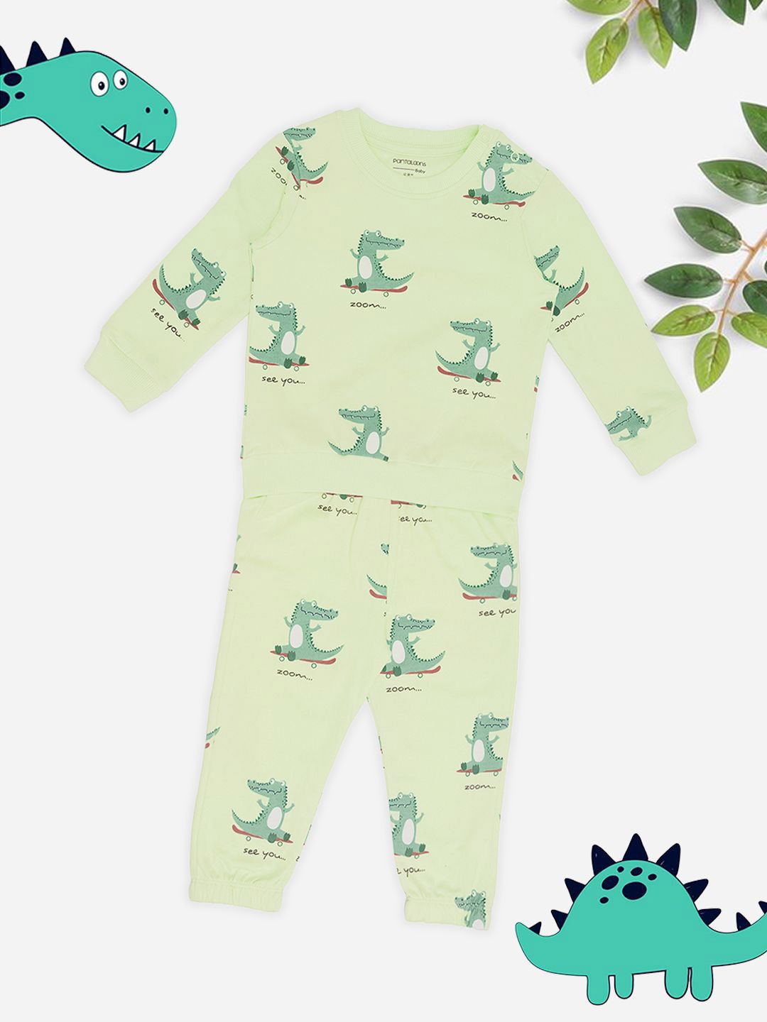 Buy Pantaloons Baby Boys Printed Round Neck Pure Cotton T Shirt & Pyjamas -  - Apparel for Boys