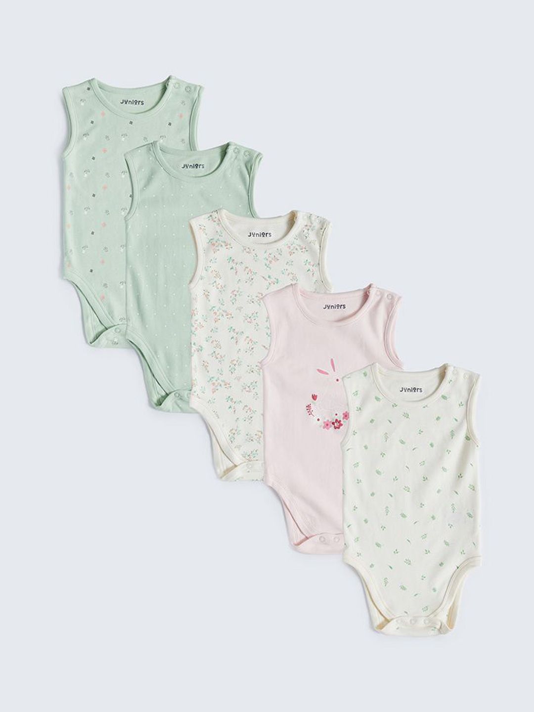Juniors by BabyshopInfants Boys Pack Of 5 Printed Sleeveless Bodysuit