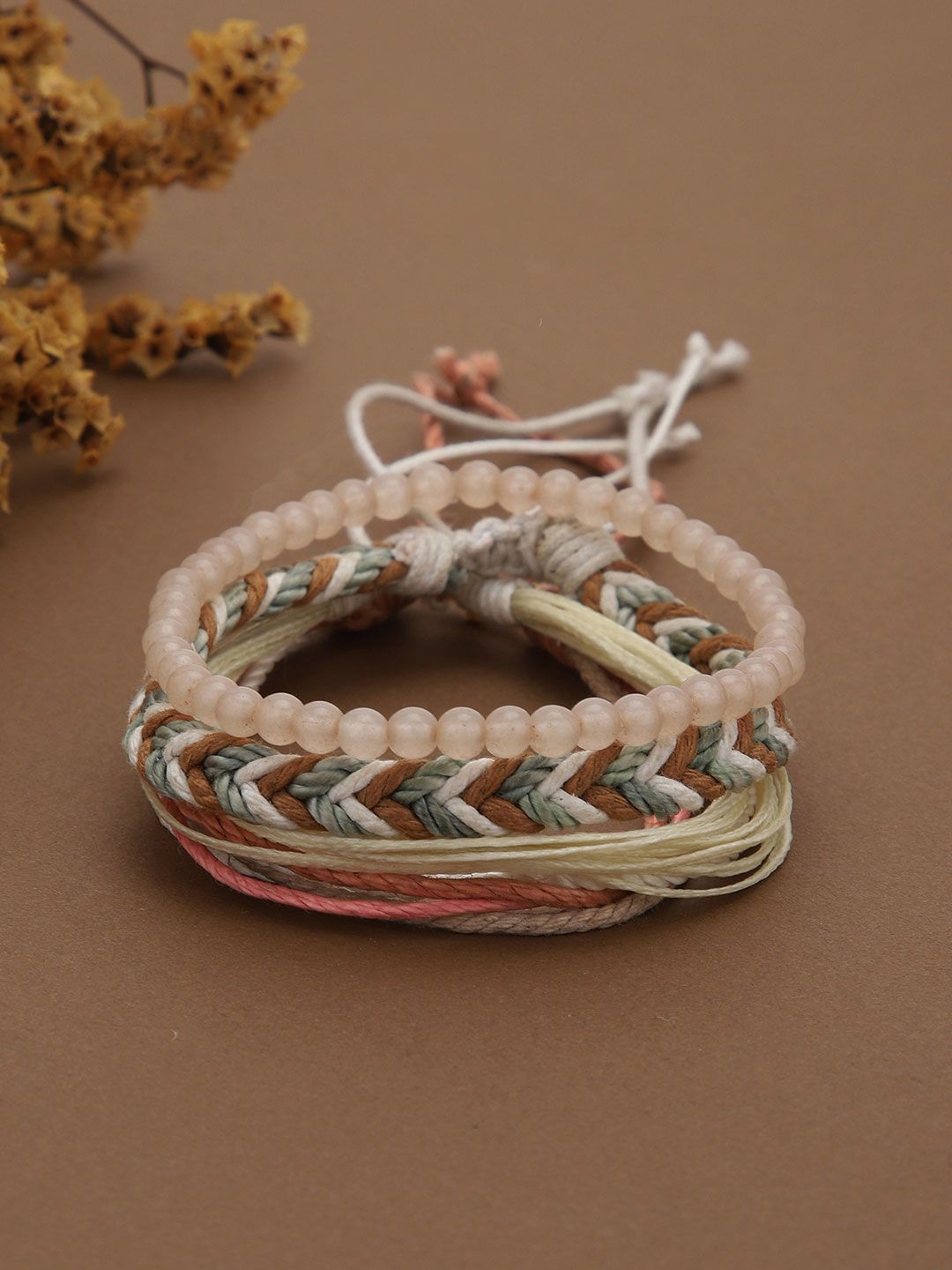 Carlton London Multi Colored Set of 4 Braided Stacking Friendship Bracelet