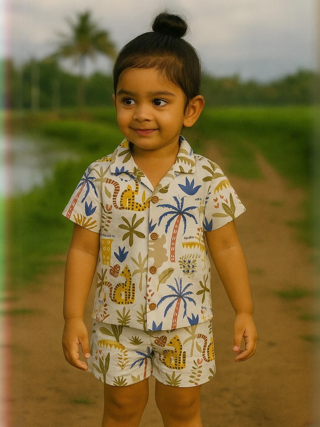 IRSIA Kids Girls Printed Shirt with Shorts
