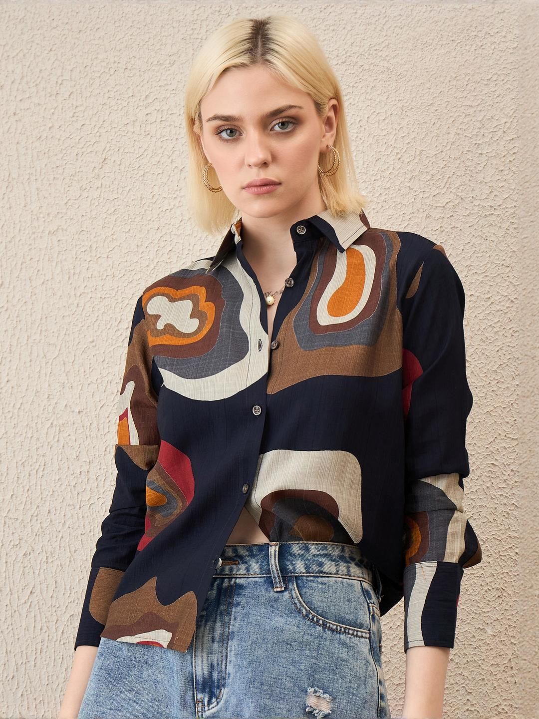 Roadster Women Spread Collar Long Sleeves Printed Casual Shirt