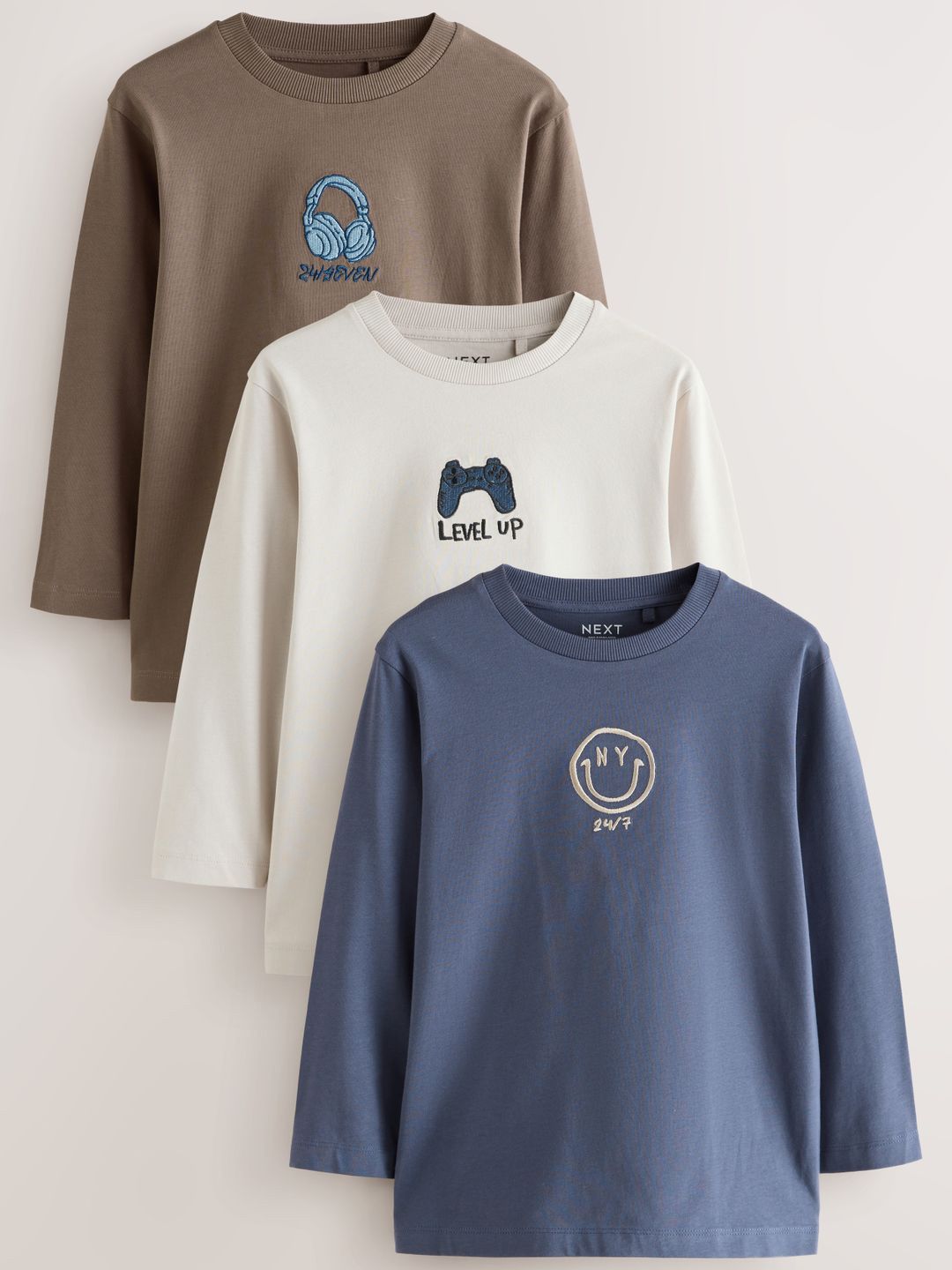 NEXT Boys Pack of 3 Printed Cotton T-shirt