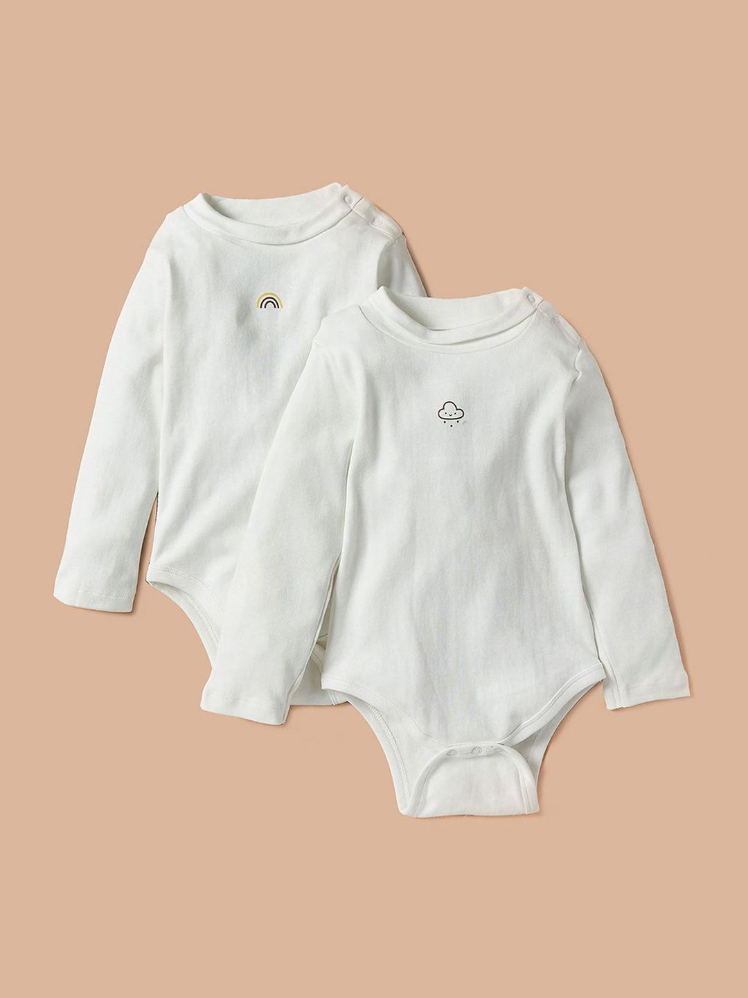 Juniors by Babyshop Pack Of 2 Girls Printed Cotton Long Sleeves Bodysuits