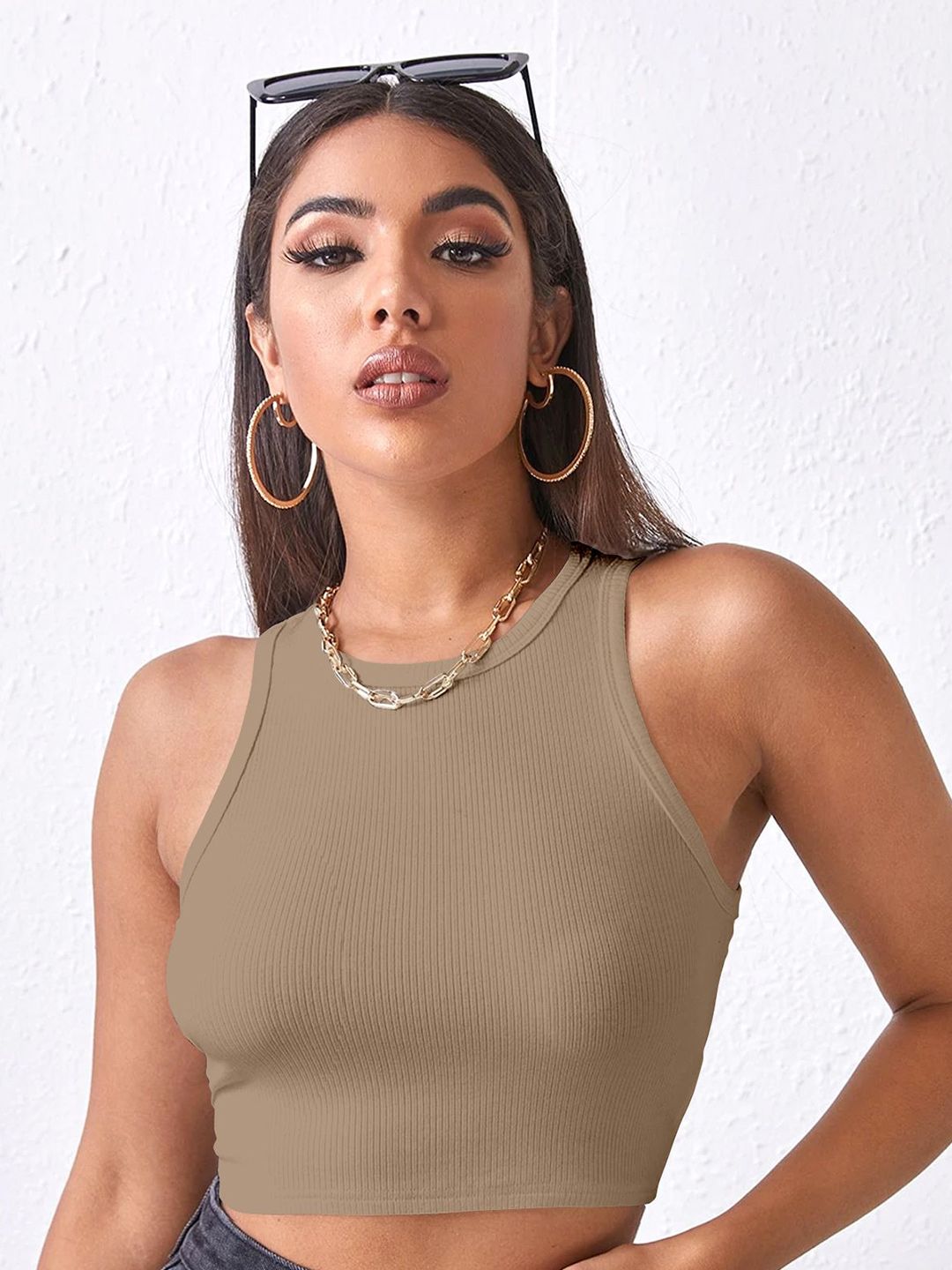 BerryBird Women Ribbed Sleeveless Tank Crop Top