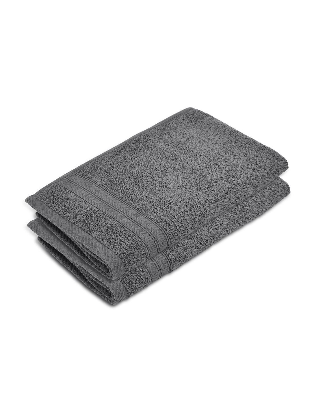 Layers Set Of 2 Grey 450 GSM Pure Cotton Hand Towel