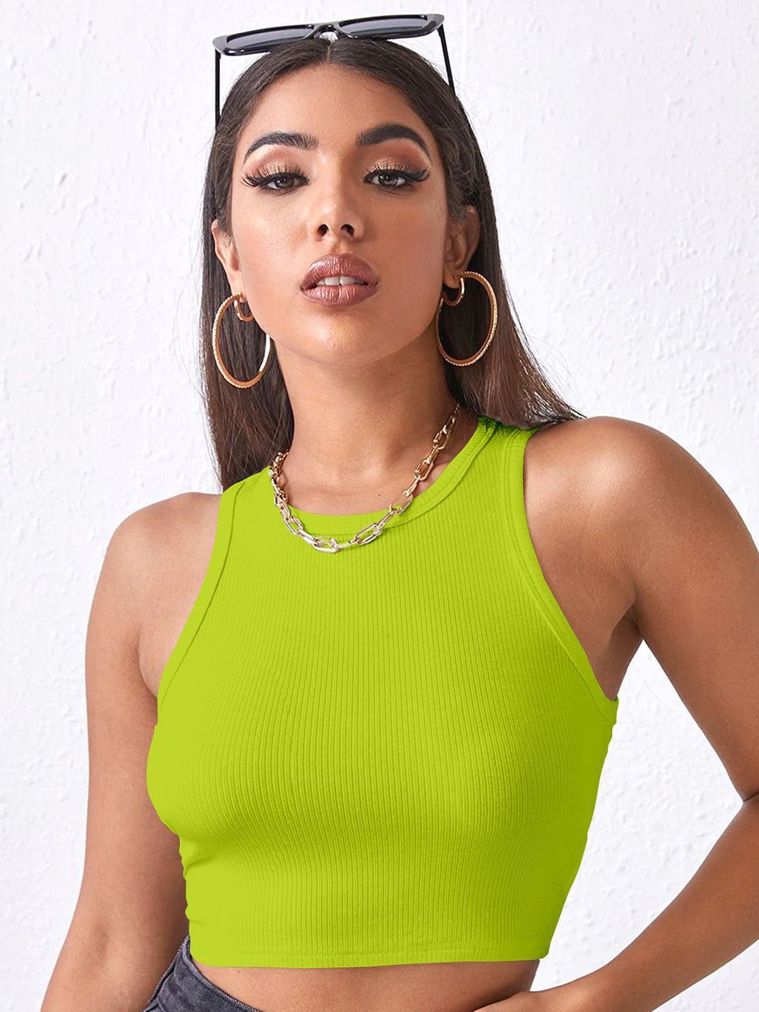 BerryBird Women Round Neck Tank Crop Top