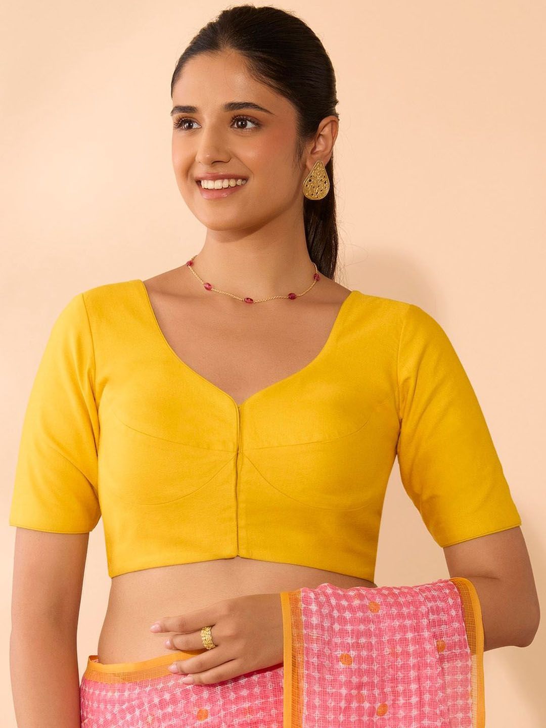 Taneira V-Neck Short Sleeves Saree Blouse