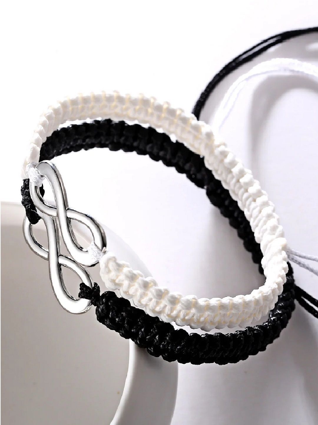 Tustrion Unisex Set Of 2 Silver-Plated Infinity Love Dori Wraparound Bracelets