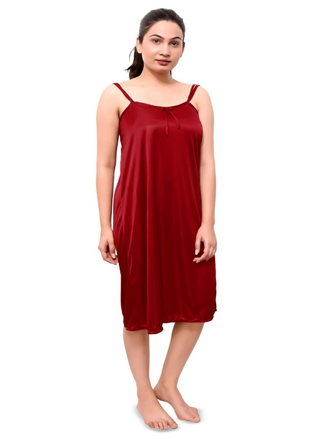 ANKONA Satin Short Nighty with Double Shoulders Straps