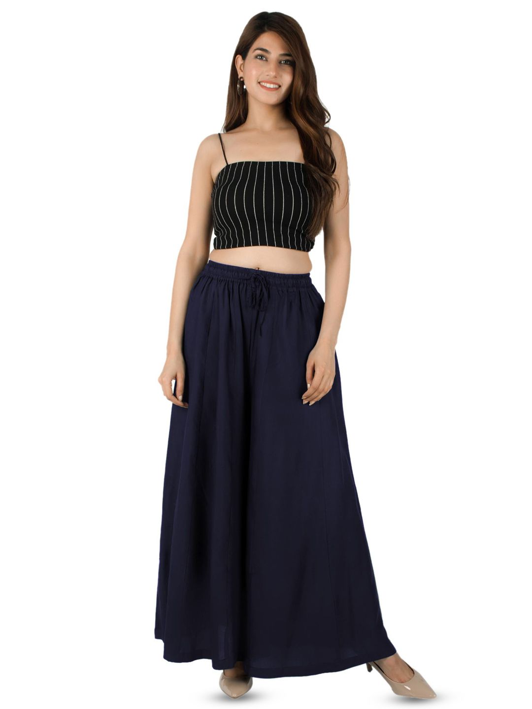 AARMAD Women Solid Flared Loose Fit Palazzos