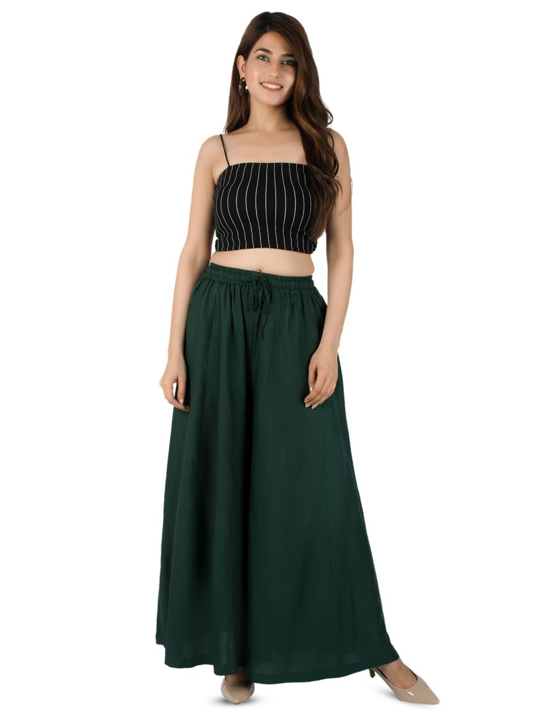 AARMAD Women Solid Loose Fit Flared Palazzos