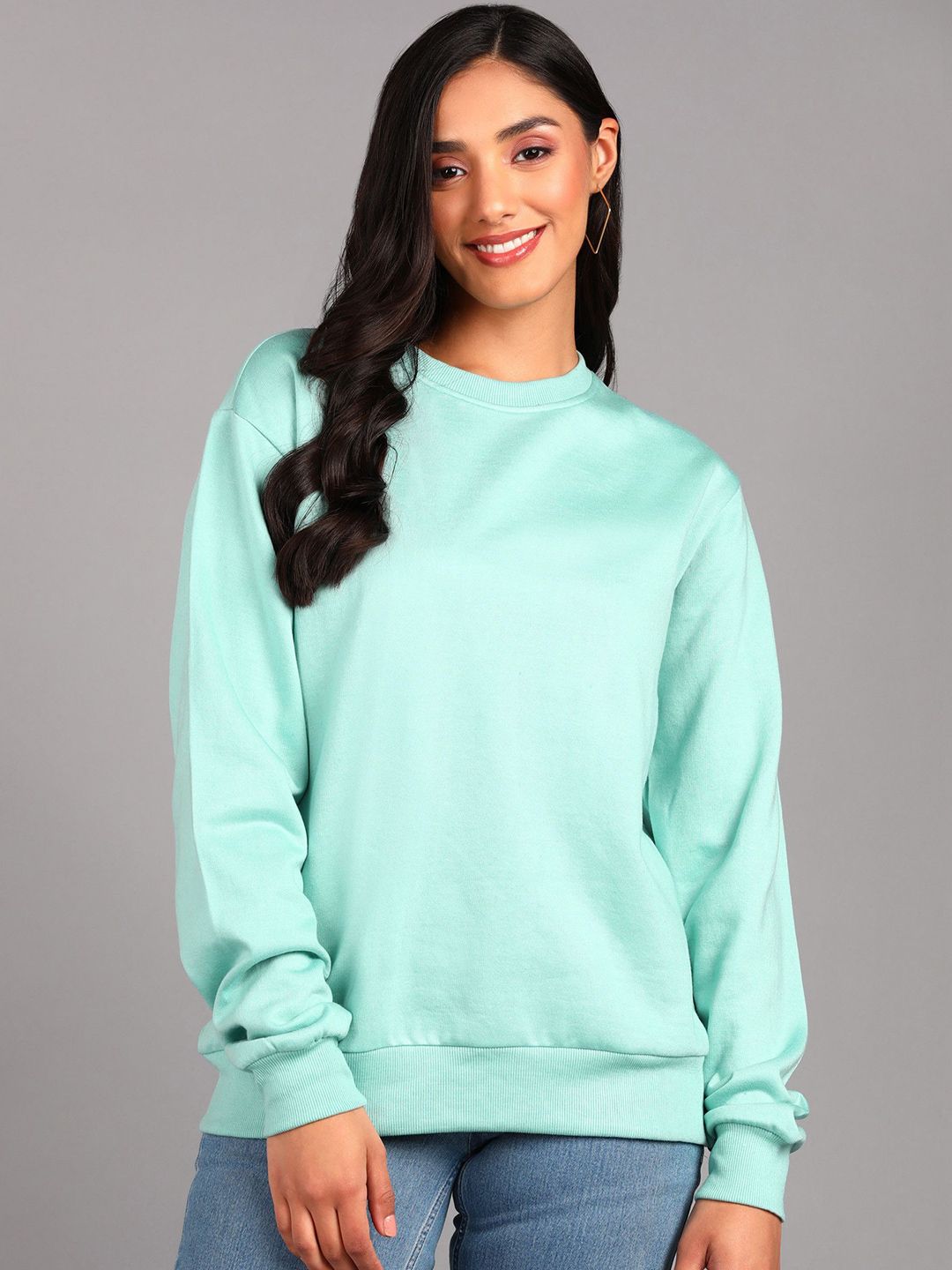 Adyavastram Women Round Neck Long Sleeves Sweatshirt
