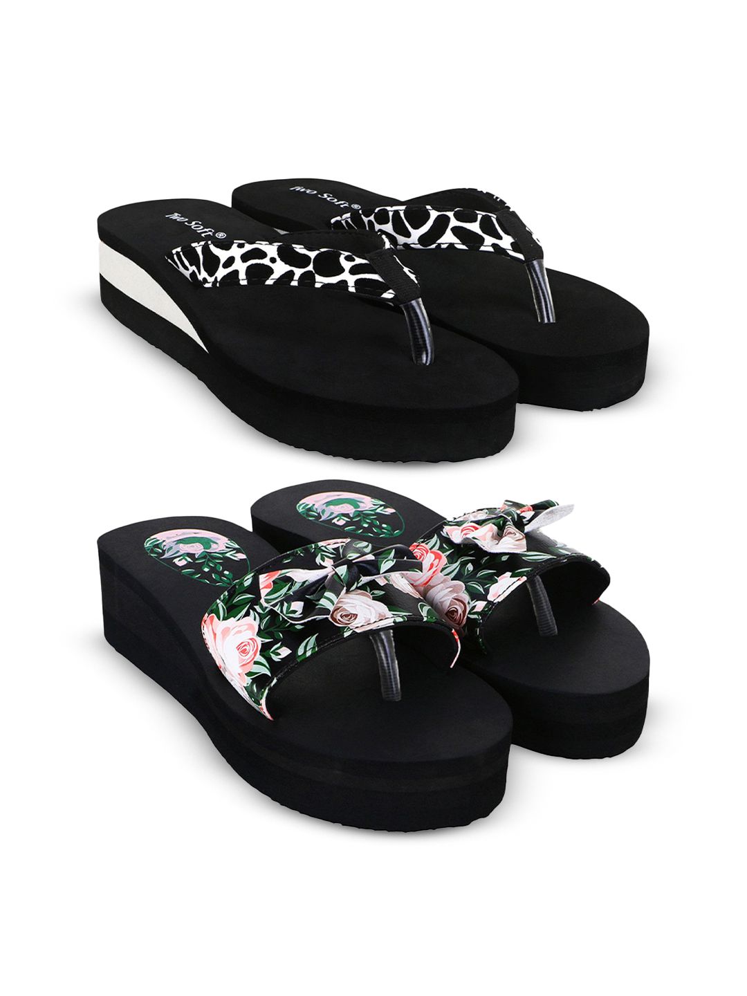 TWO SOFT Set Of 2 Printed Thong Flip-Flops