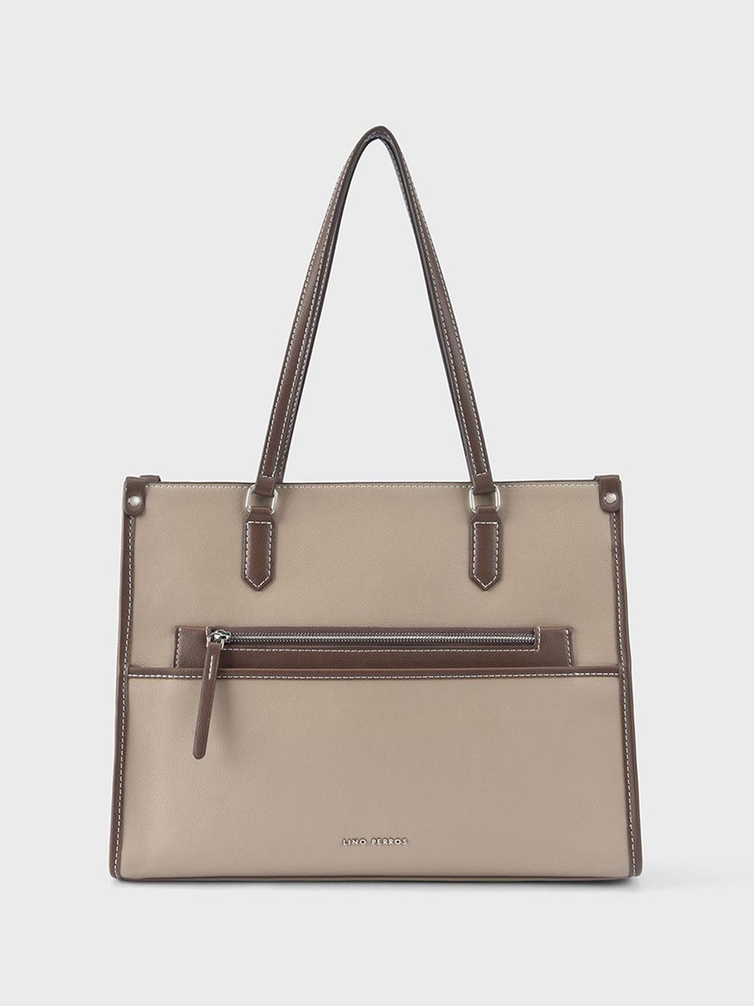 Lino Perros Monroe Zip Detail Synthetic Leather Trolley Sleeve Oversized Shopper Tote Bag