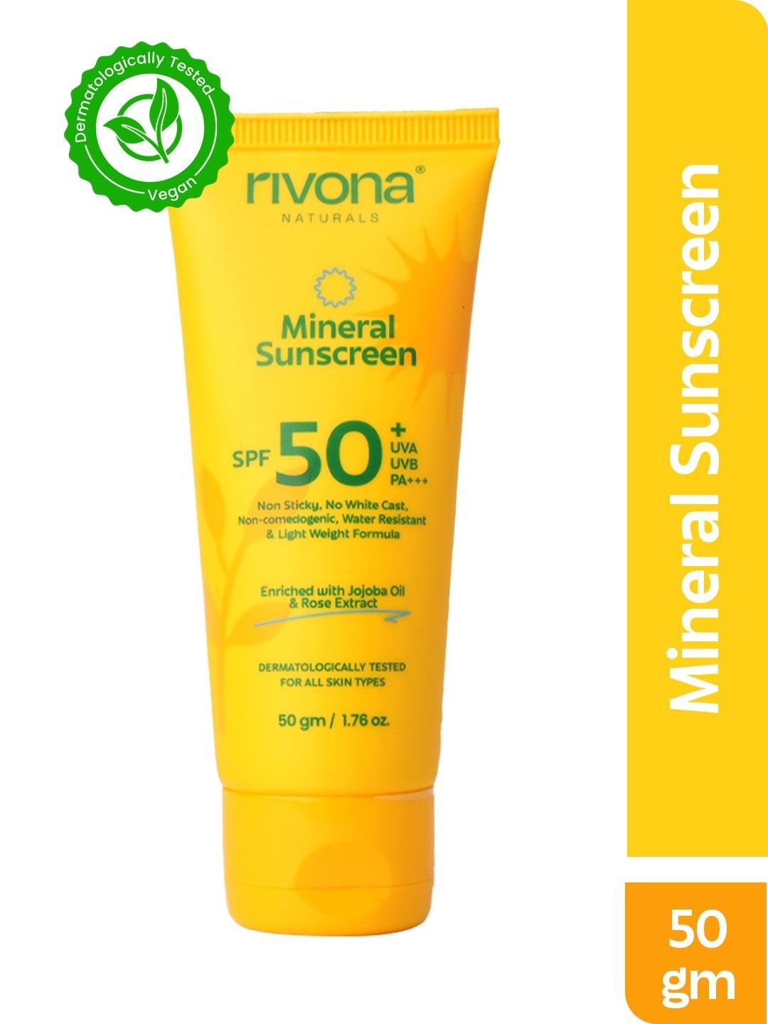 Rivona Naturals Lightweight Water-Resistant No White Cast Sunscreen SPF 50 PA+++50g