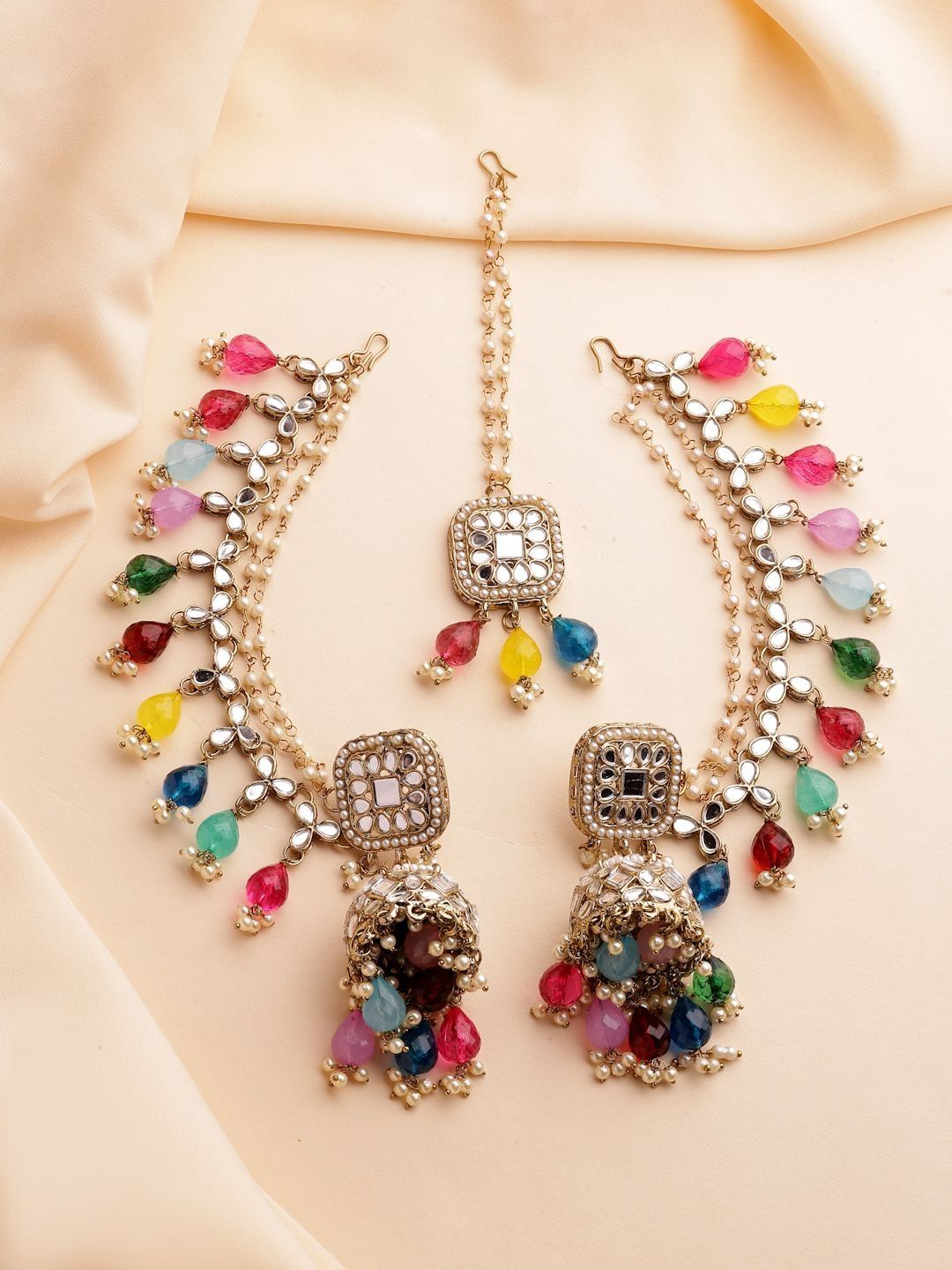 Buy ZENEME Gold Plated Kundan Studded Maang Tikka Head Jewellery -  - Accessories for Women