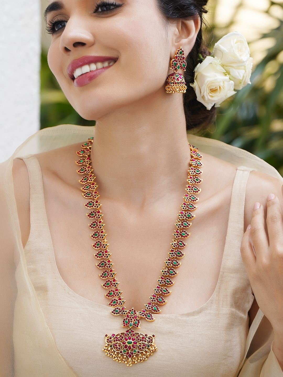 Rubans 22K Gold-Plated Stone-Studded Jewellery Set