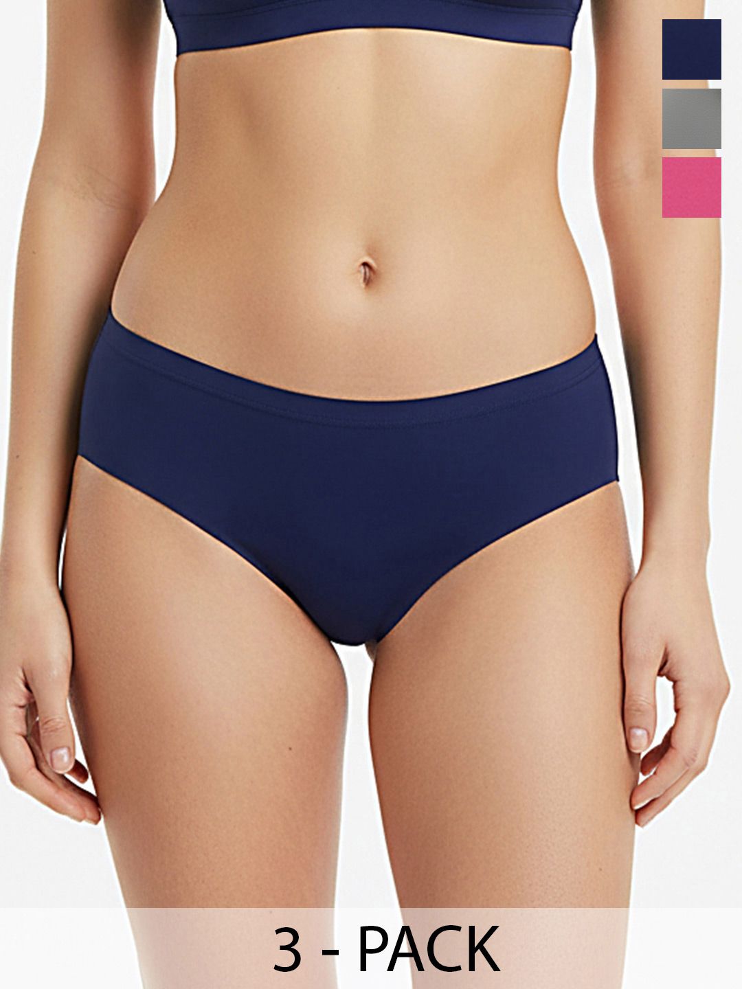 FiveFlag Pack Of 3 Combed Cotton Mid-Rise Hipster Briefs