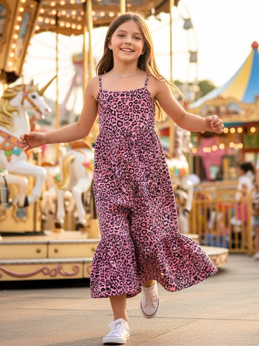 Uptownie Lite Knee Length Animal Polyester Fit & Flare Dress
