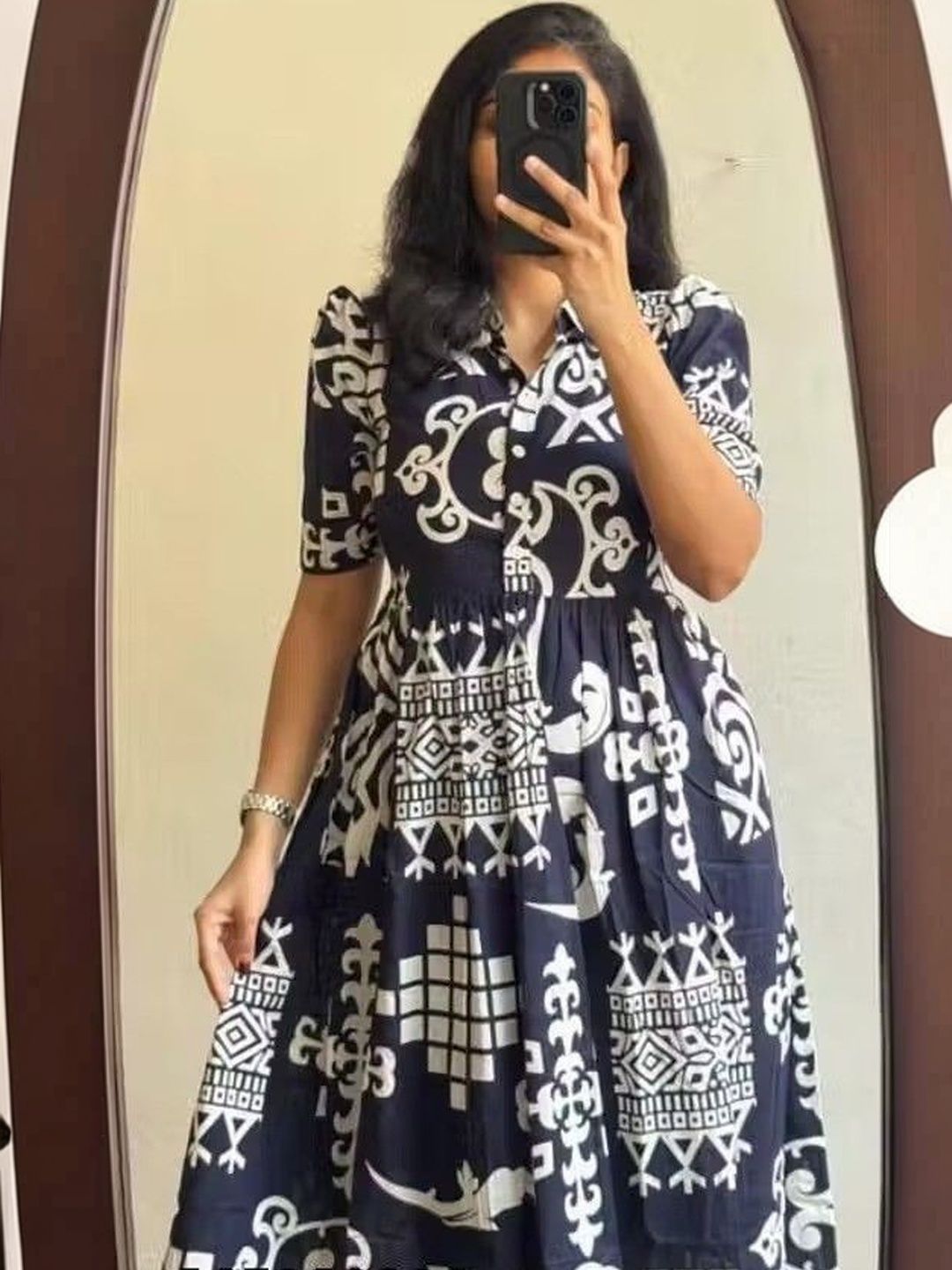 PakhiCreations Print Puff Sleeve A-Line Maxi Dress