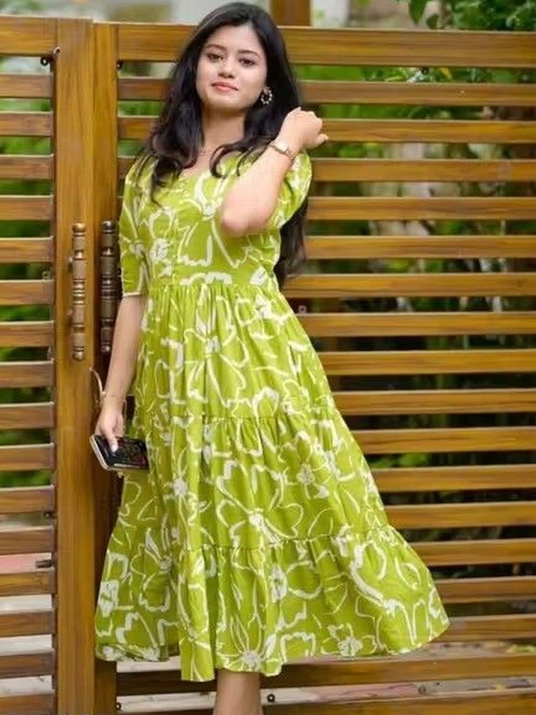 PakhiCreations Floral Print Fit & Flare Midi Dress