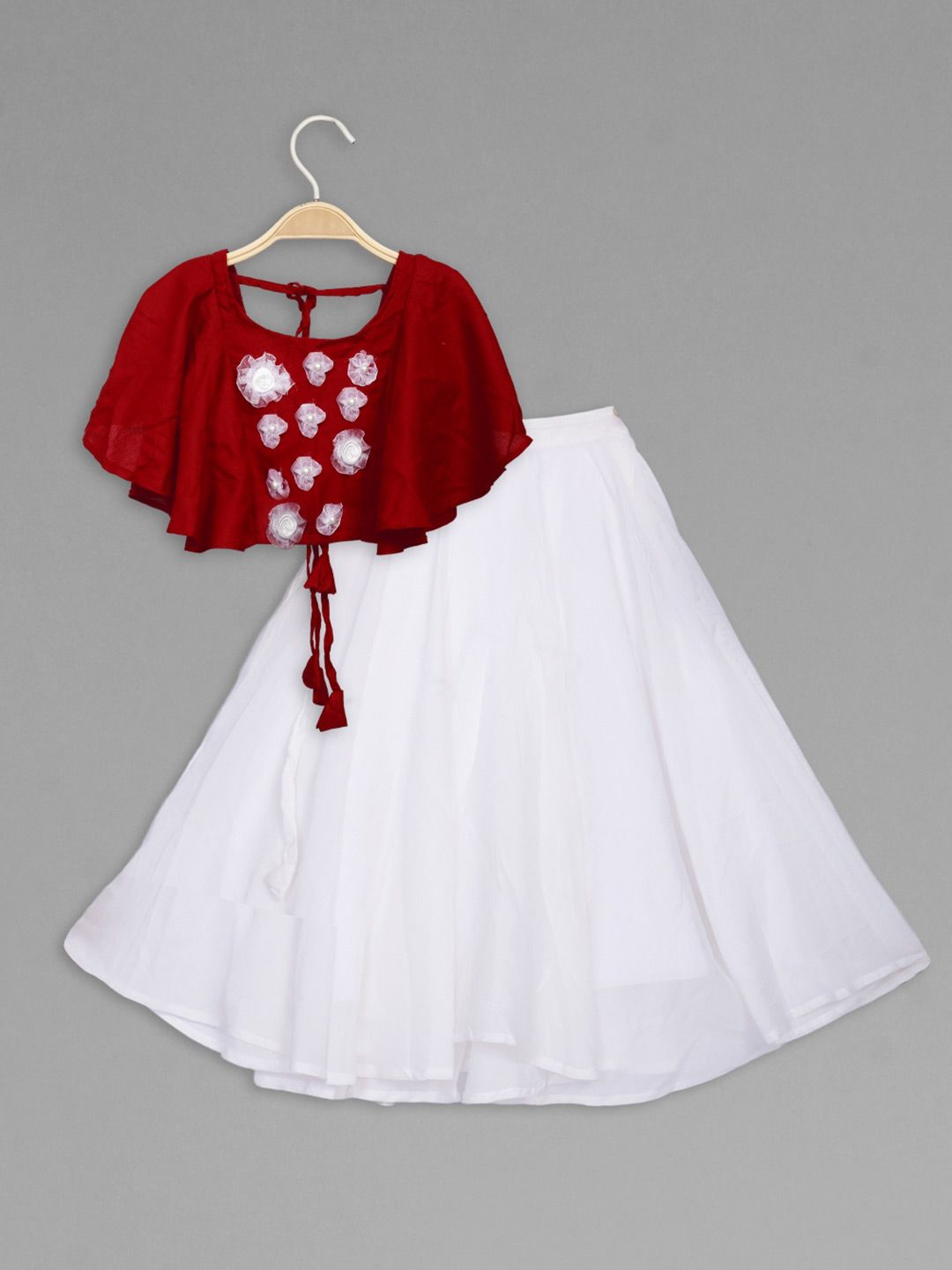 VidiRna Girls Embellished Beads and Stones Ready to Wear Lehenga &
