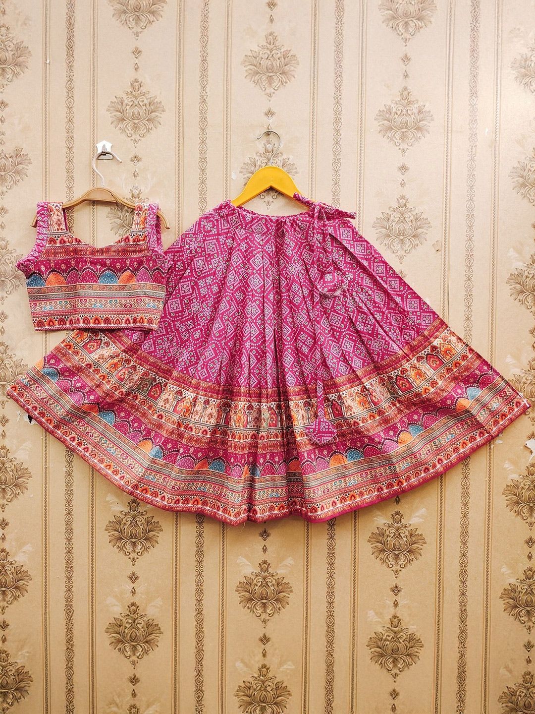Girls Ethnic Motifs Printed Flared Lehenga Choli