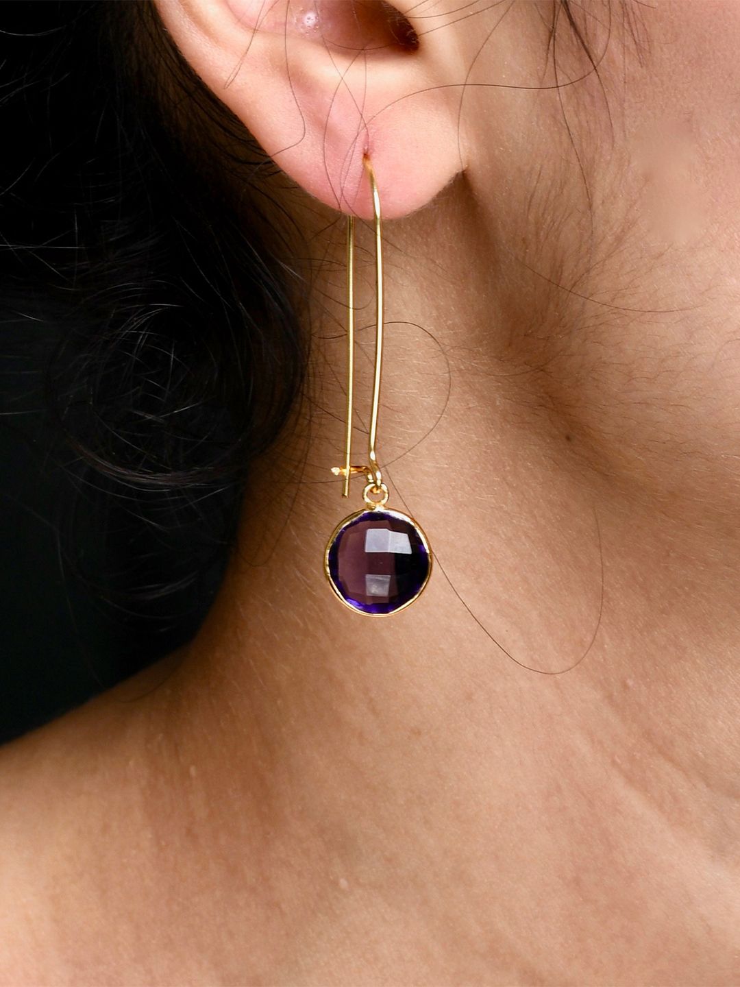 TOTAPARI Gold-Plated Amethyst Drop Earrings