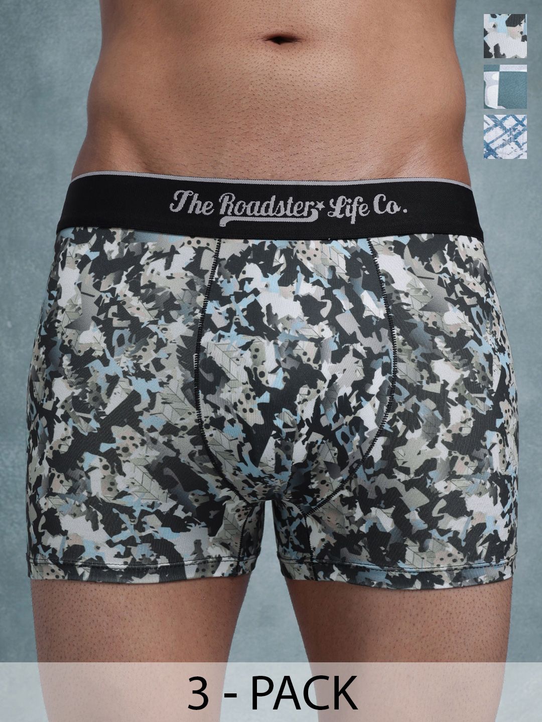 Buy The Roadster Lifestyle Co Pack Of 3 Printed Breathable Trunks -  - Apparel for Men