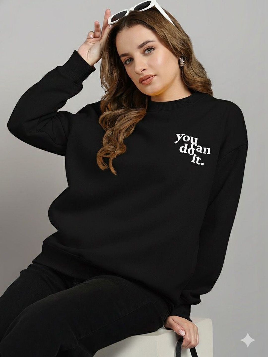 Roadster Black Typography Print Long Sleeves Sweatshirt
