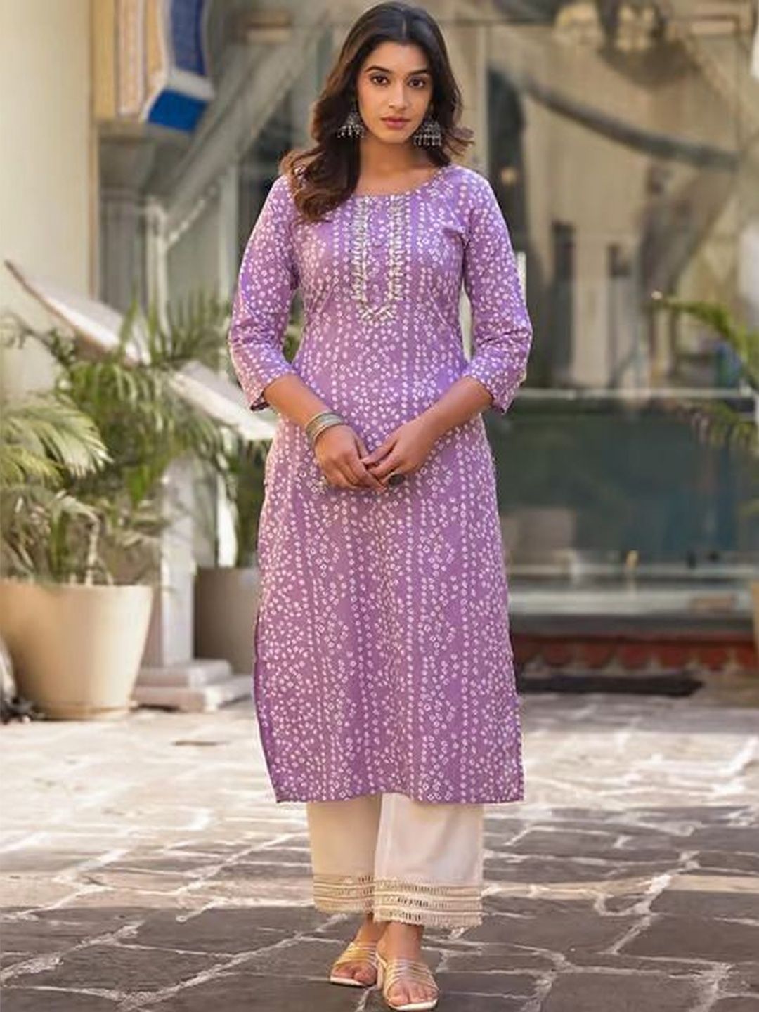 Kethi Fashion Women Bandhani Printed Mirror Work Kurta