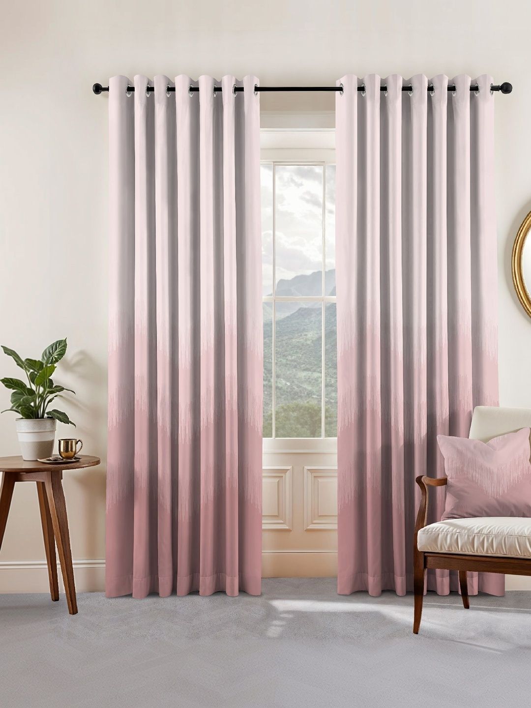 Buy Myntra Elegant Homes Pink Set Of 2 Black Out Door Curtain -  - Home for Unisex