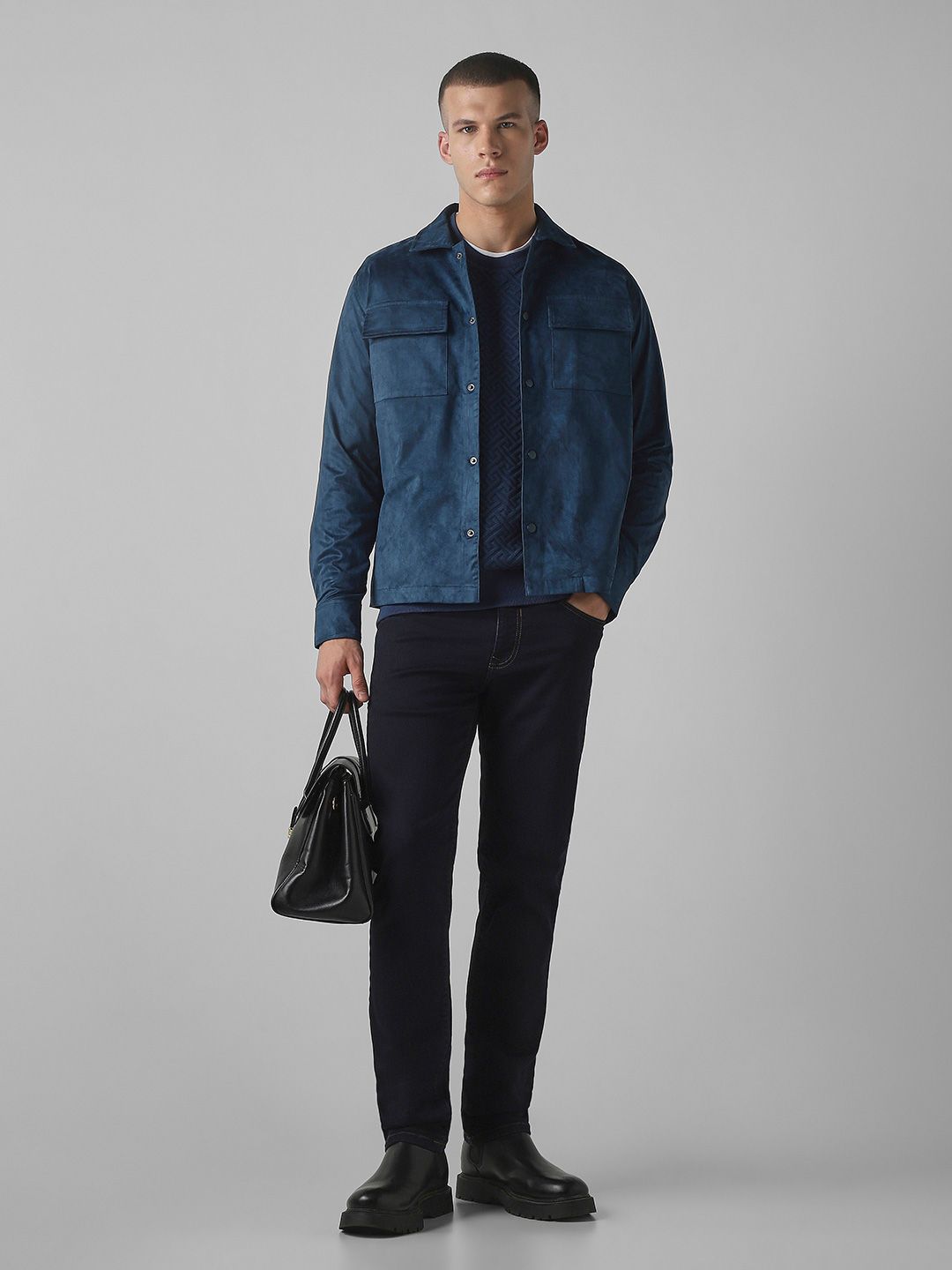 Mufti Men Spread Collar Solid Casual Tailored Jacket