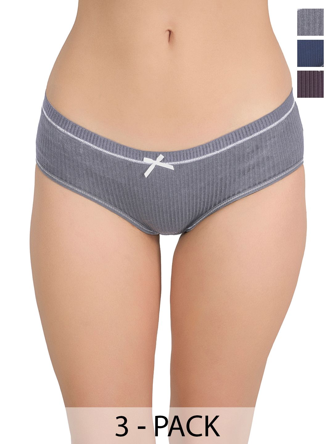 Moda Rapido Pack of 3 Self Design Low-Rise Hipster Briefs