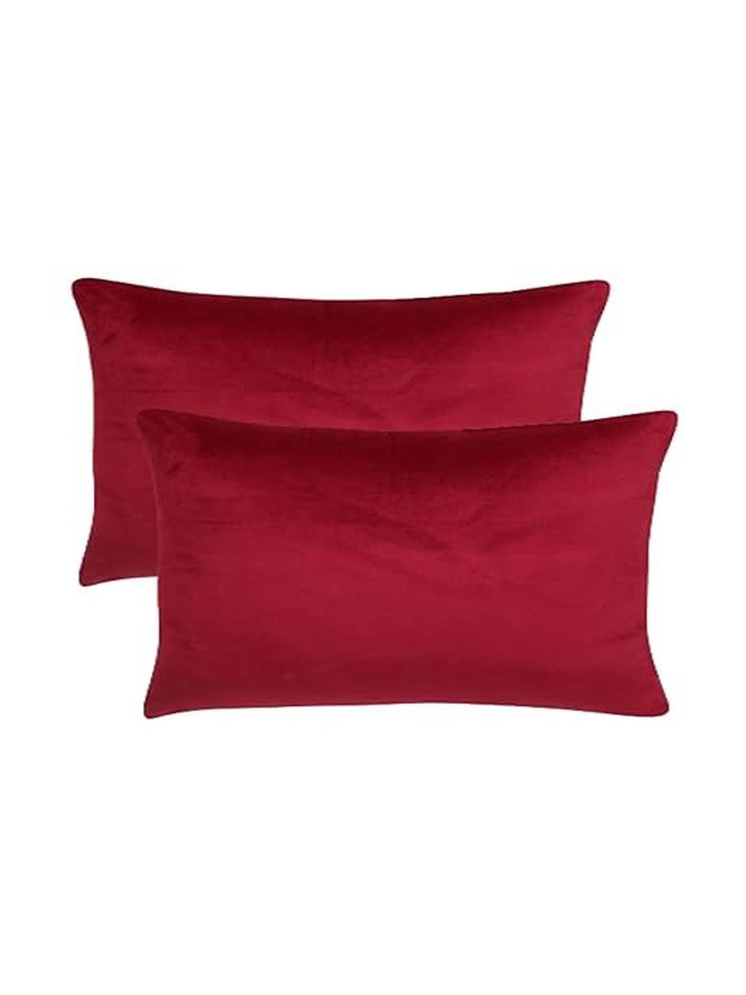 KNOTTING HOME Maroon Set of 2 Velvet Rectangle Cushion Covers
