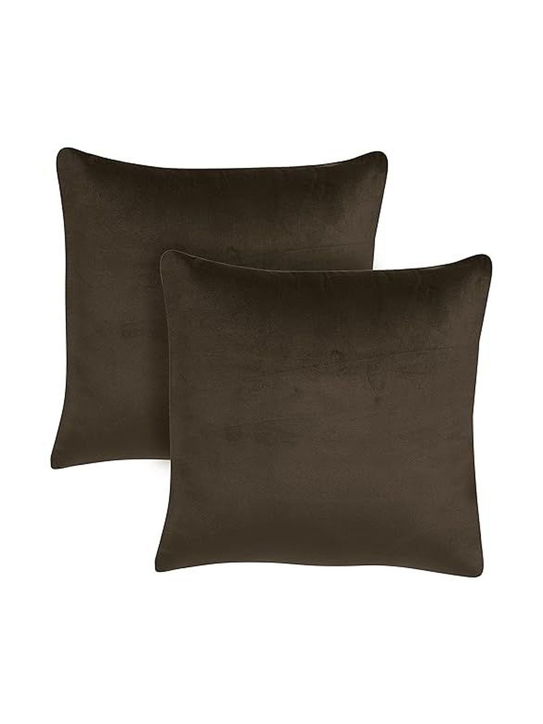 KNOTTING HOME Coffee Brown Set of 2 Velvet Square Cushion Covers
