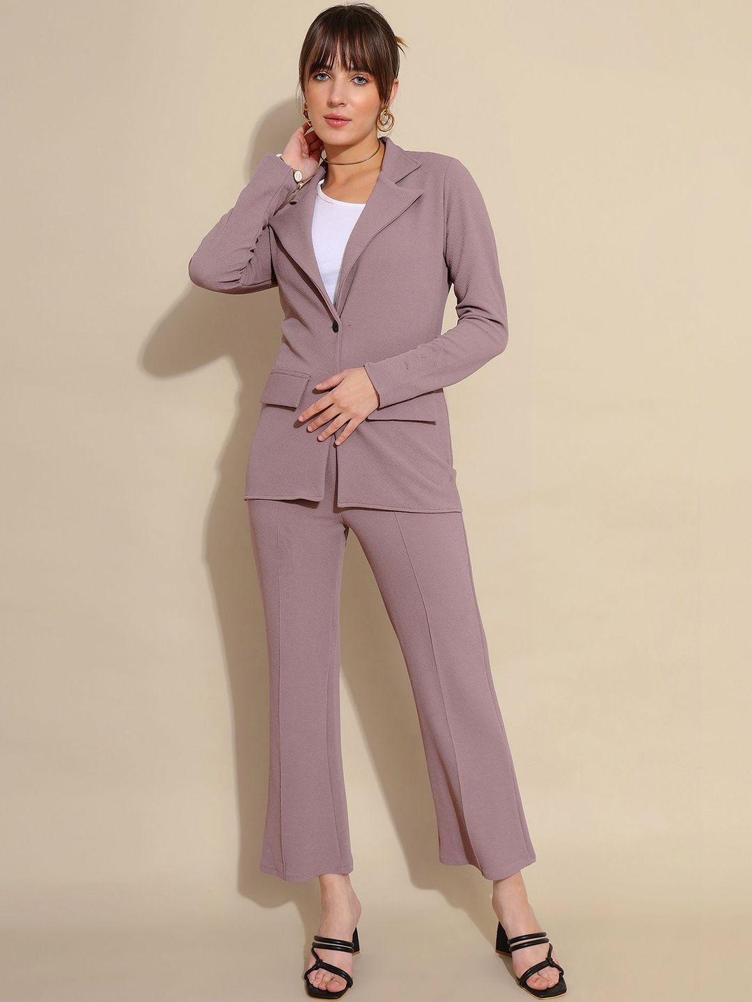 Buy Selvia Edge Lapel Collar Neck Blazer & Trousers Co Ords -  - Apparel for Women