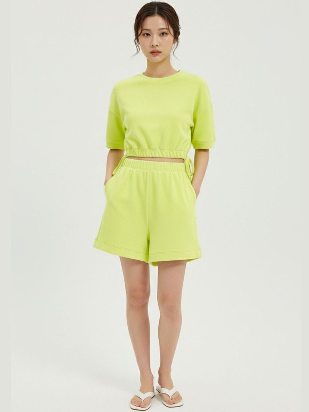 Pookiie Round Neck Top With Shorts Co-Ords