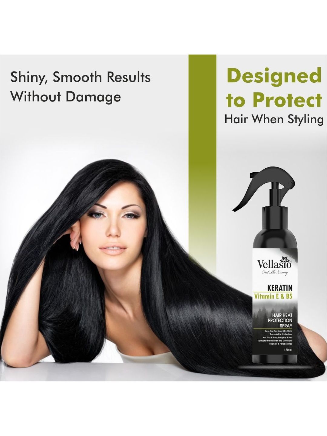 Buy Vellasio Hair Heat Protection Spray With Keratin & Vitamin E   120 Ml -  - Personal Care for Unisex