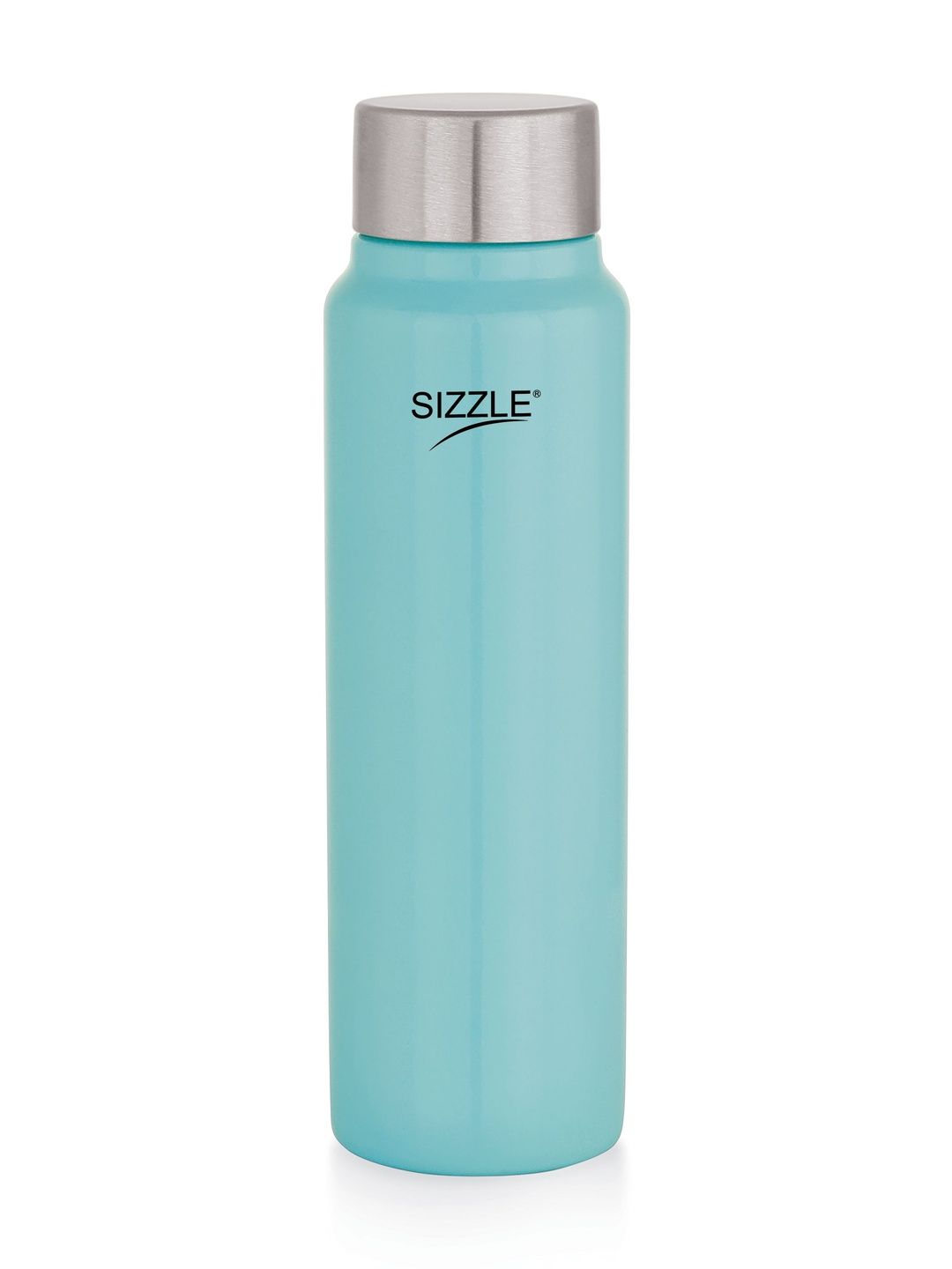 SIZZLE Turquoise Blue & Steel Single Stainless Steel Brand Logo Water Bottle