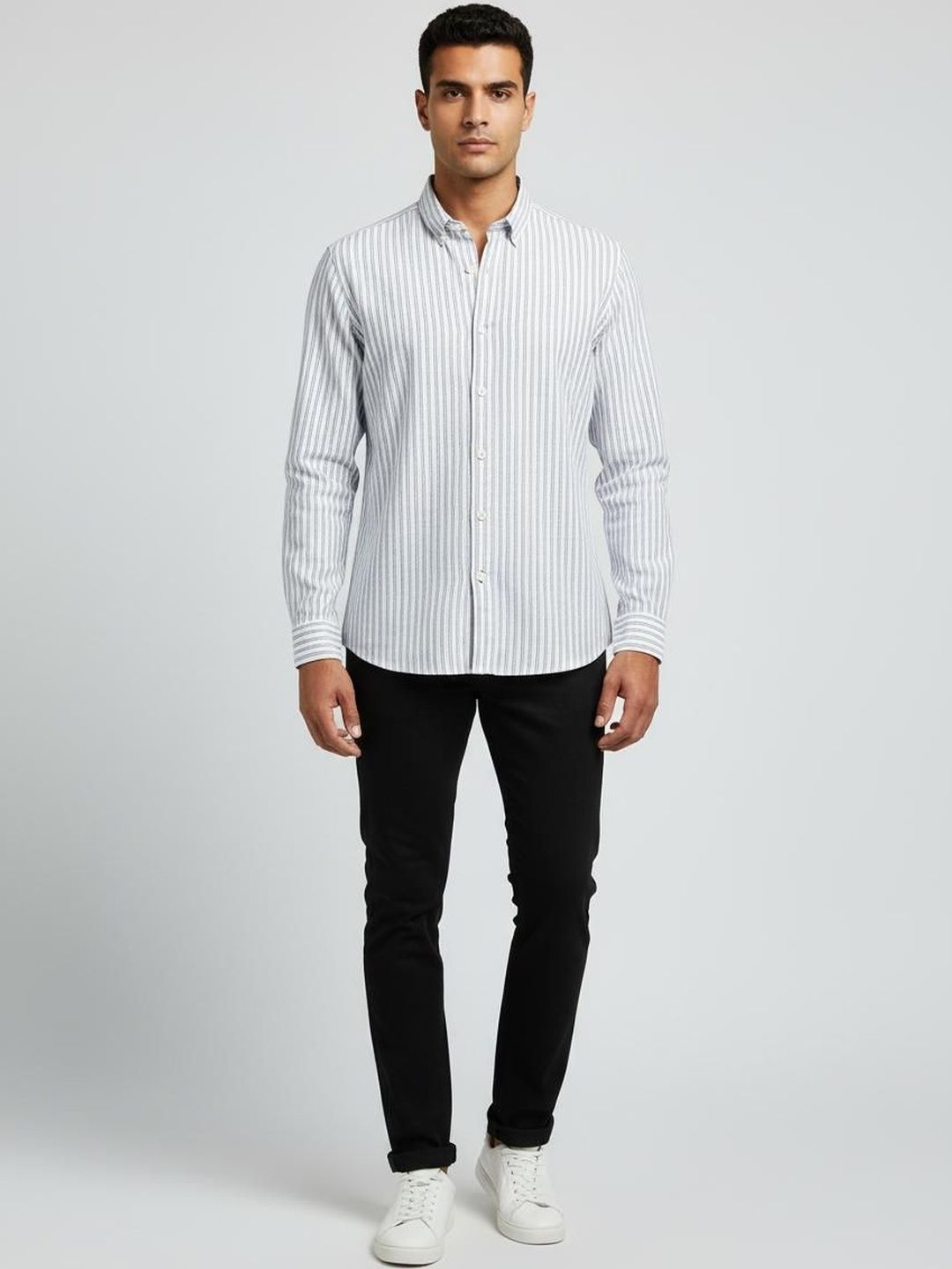 GLORYBOYZ Men's Full Sleeve Striped Casual Cotton Shirt