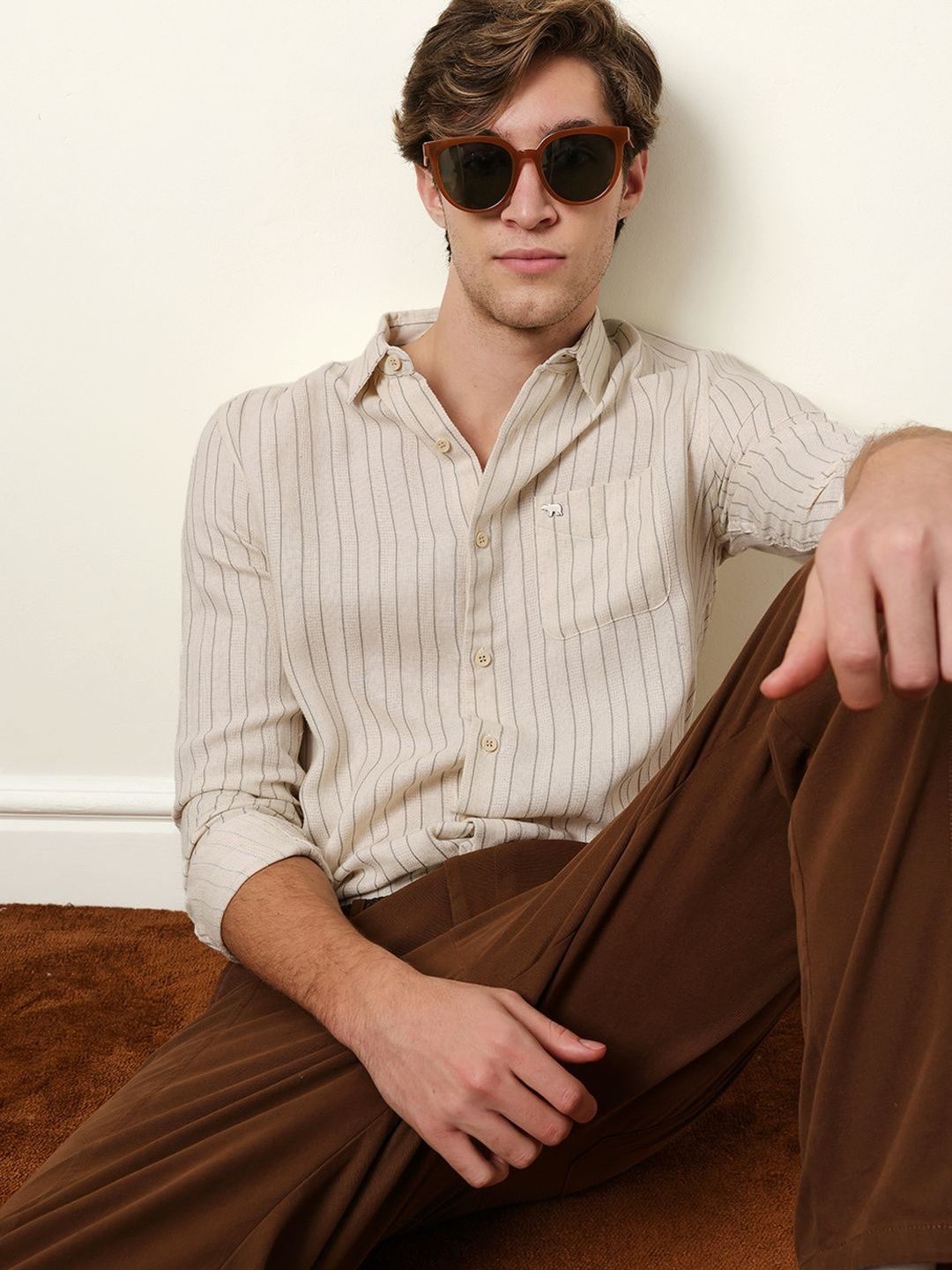 THE BEAR HOUSE Men Slim Fit Striped Casual Shirt