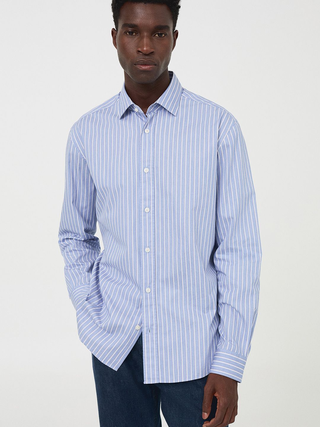 MANGO MAN Striped Pure Cotton Casual Shirt