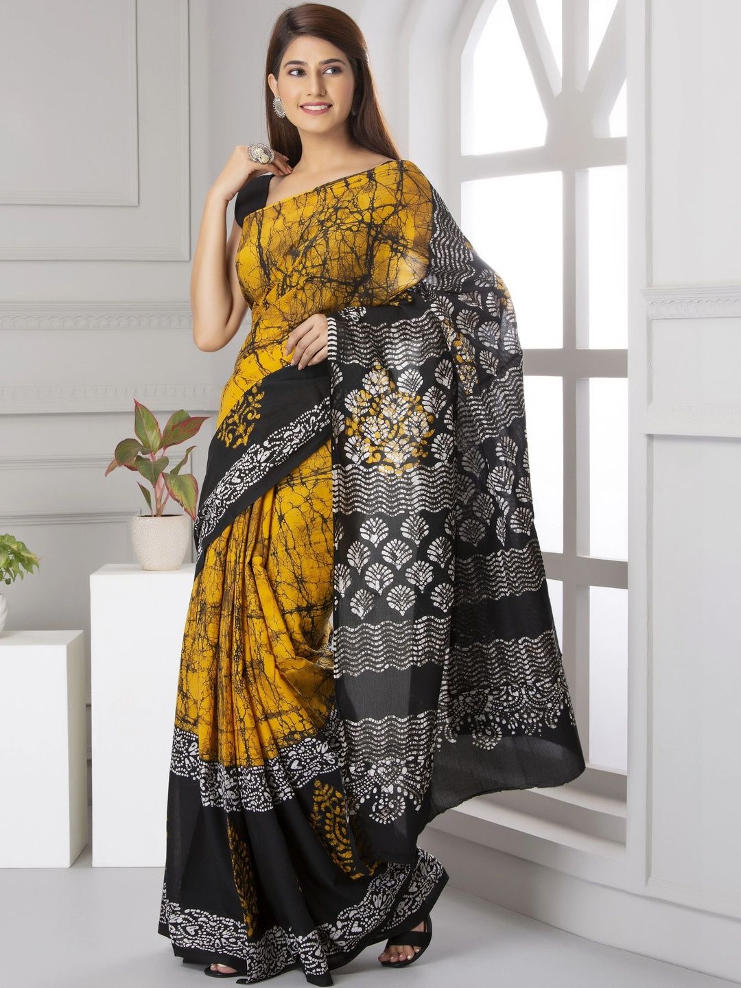 Moda Rapido Pure Cotton Block Print Saree