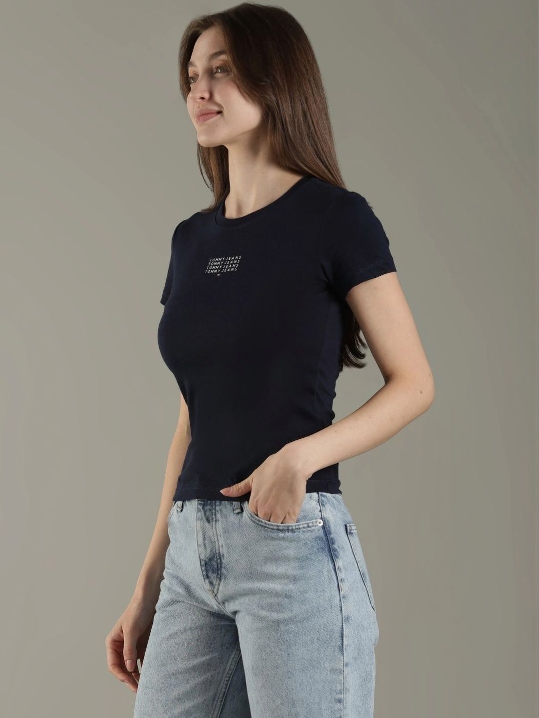 Tommy Hilfiger Women Brand Logo Printed Slim Fit T-shirt