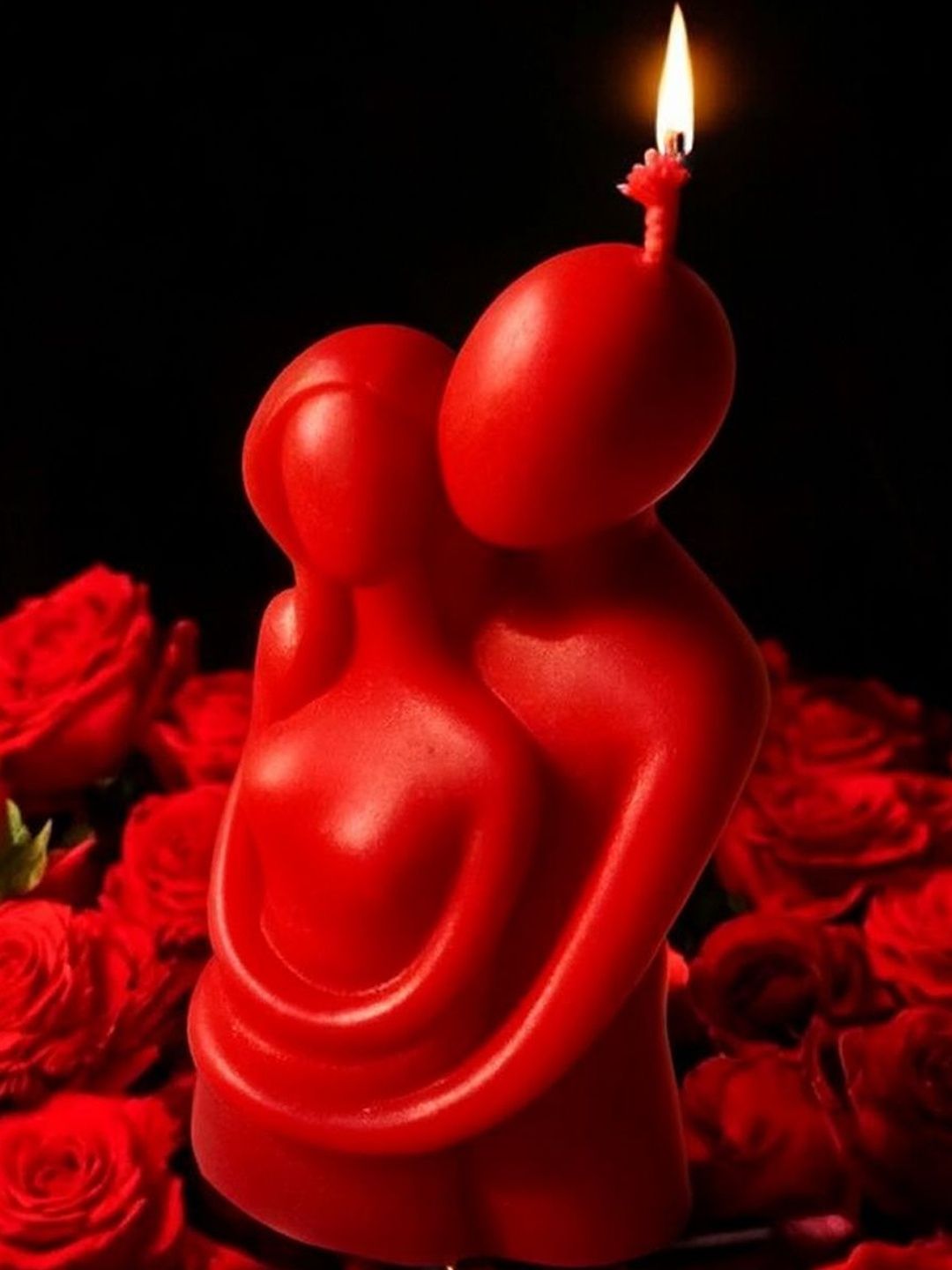 EarthCraft 1-Pc Red Couple Shape Pillar Candle