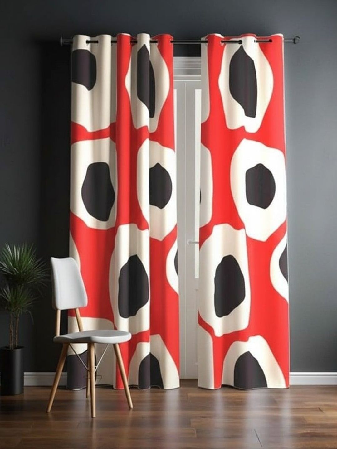 Buy BFAM Red Set Of 2 Black Out Door Curtain -  - Home for Unisex